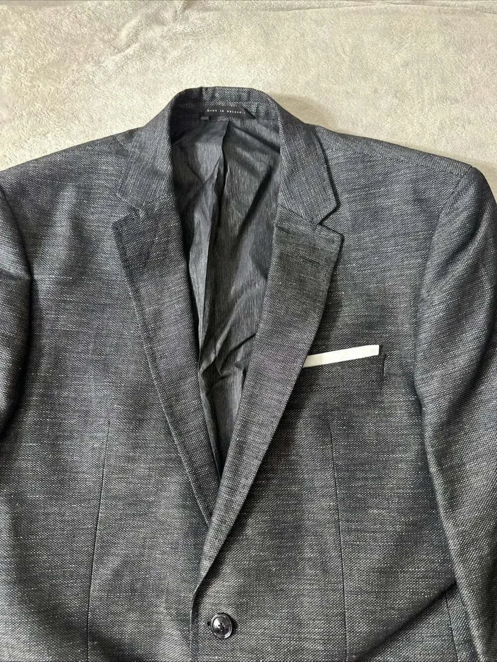 Hugo Boss Men’s Blazer 40R Black Cotton Linen Sport Coat Two Button
